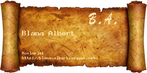 Blana Albert névjegykártya